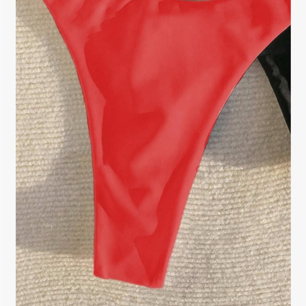 New! Red Bikini Bottom with Ruched Thong Back - Picture 3 of 7